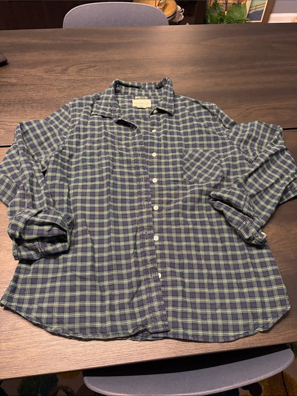 Denim & Supply Ralph Lauren RL Tomboy Plaid Flannel Shirt Green Navy Blue XL